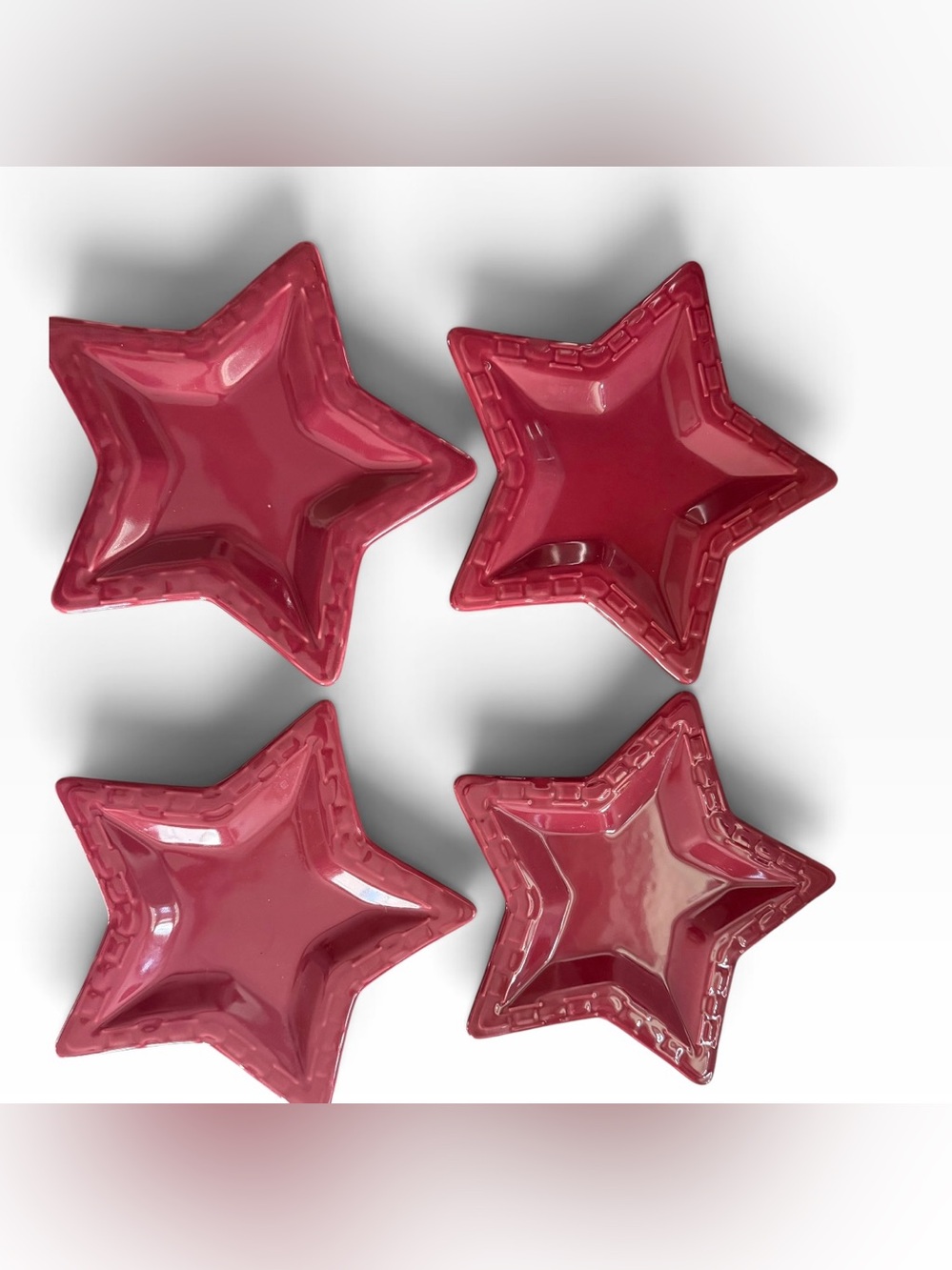 Longaberger pottery woven traditions star dish set of 4 Paprika red